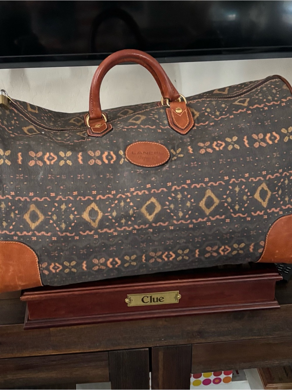 Lancel Paris Travel Duffle Bag in Brown & Muli Pattern - Luxurious Materials